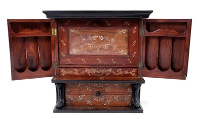 Lot 865 - 19th century Anglo-Indian padouk and ivory inlaid table cabinet