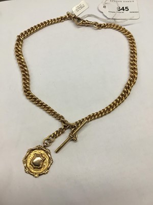 Lot 645 - Edwardian 9ct rose gold watch chain with fob