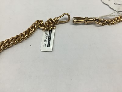 Lot 645 - Edwardian 9ct rose gold watch chain with fob