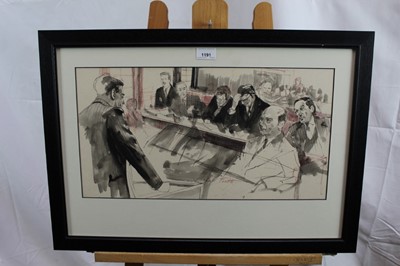 Lot 1191 - Michael Frith - Jeremy Thorpe former Liberal Democrat leader, featured on the ITN news in court