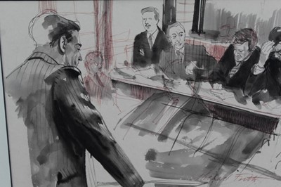 Lot 1191 - Michael Frith - Jeremy Thorpe former Liberal Democrat leader, featured on the ITN news in court