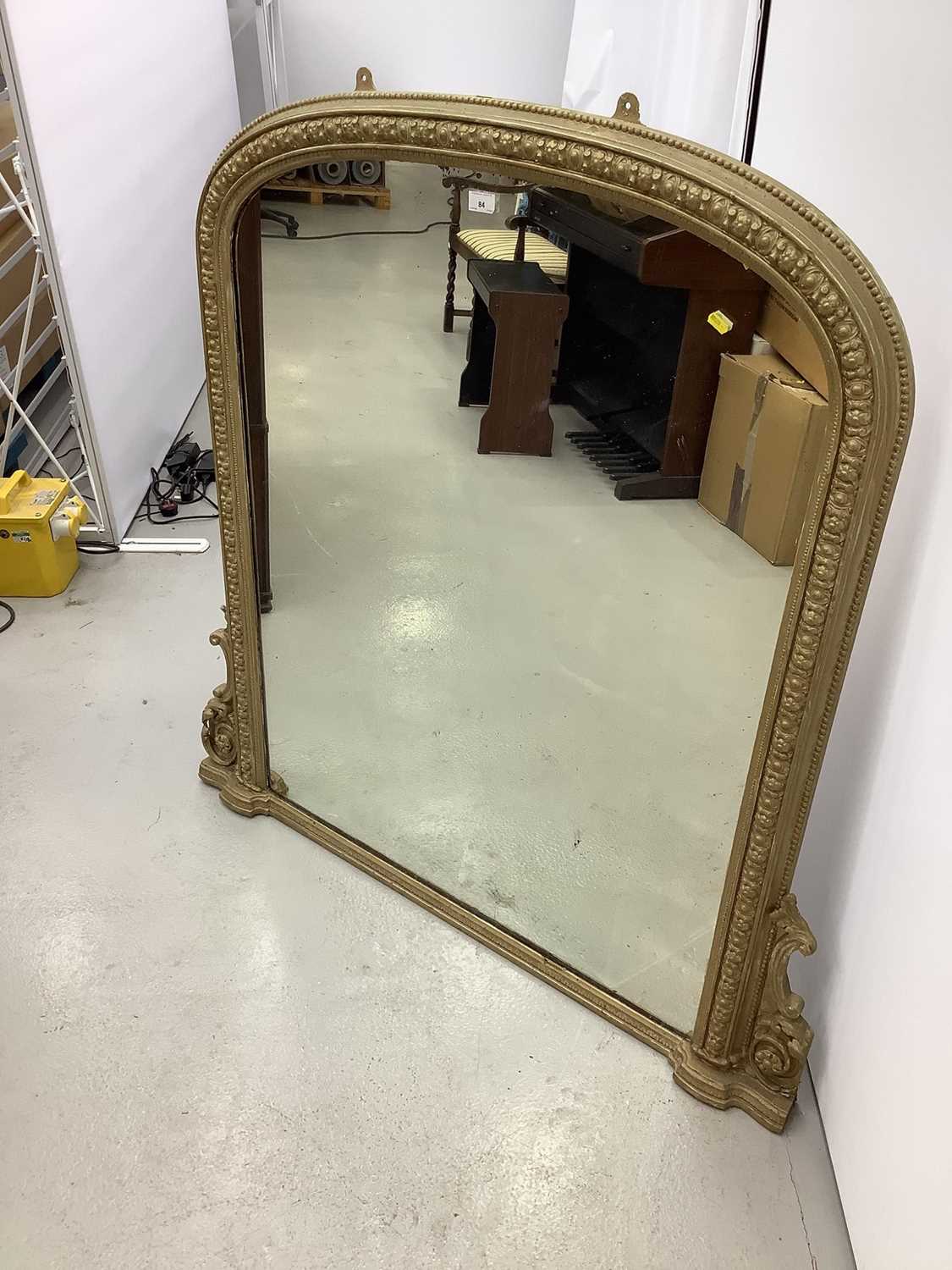 Lot 84 - Victorian gilt framed over mantle mirror 123cm wide x 126cm high