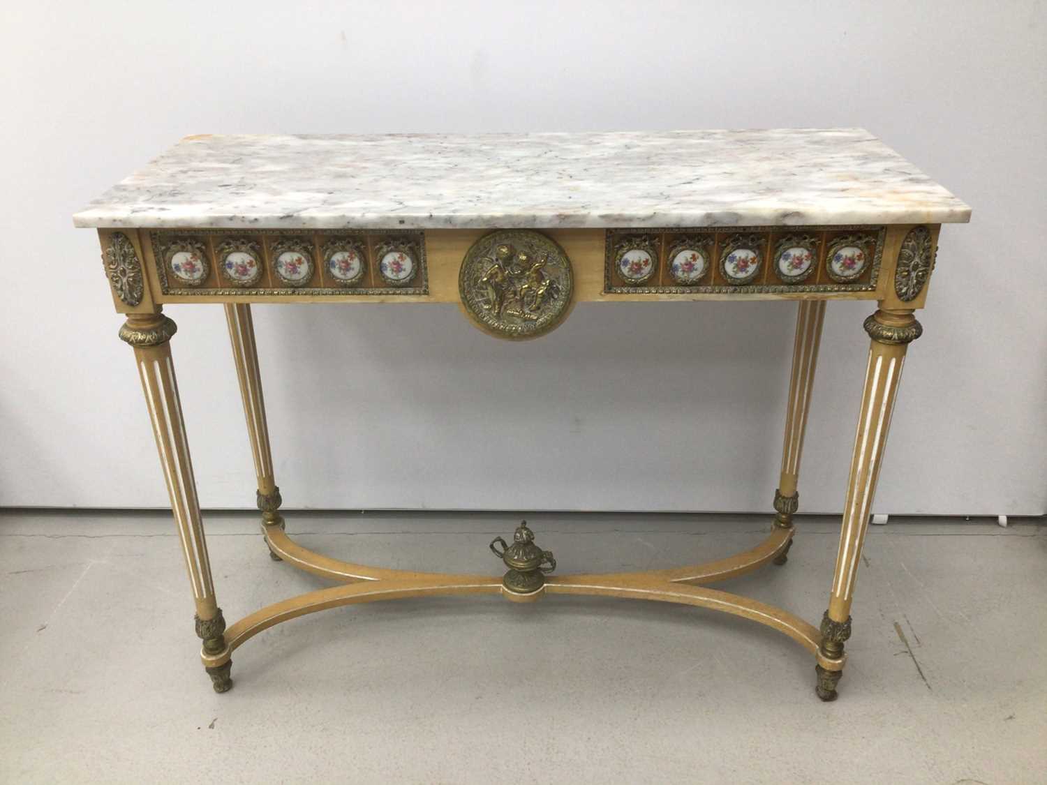 Lot 87 - Antique style hall table with marble top,