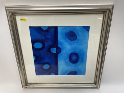 Lot 290 - Modern abstract watercolour and oil, signed in pencil on the mount and titled "Marina", in glazed frame, 47cm square overall