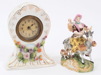 Lot 176 - Samson group of The Welsh Tailor's Wife, and a continental porcelain cased small clock