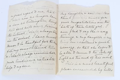 Lot 26 - H.R.H. Princess Beatrice , handwritten double sided letter to Reverend Pollock - Headmaster of Wellington College dated July 3rd 1909 written on Palacios Real, San Ildefonso headed writing paper.
