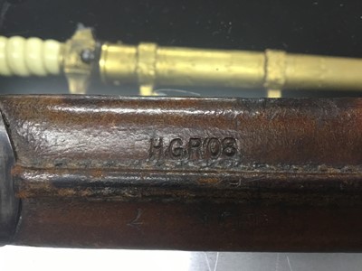 Lot 975 - Scarce First World War 1907 pattern bayonet with hooked quillion, fullered steel blade retaining almost all original finish, stamped Sanderson, 10' 08, in brown leather scabbard, stamped H.G.R. 08