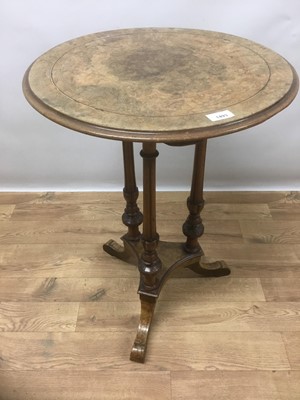 Lot 1493 - Victorian inlaid burr walnut veneered circular table