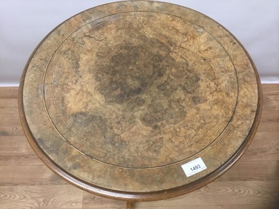 Lot 1493 - Victorian inlaid burr walnut veneered circular table