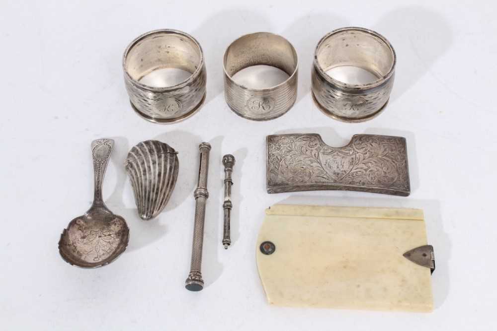 Lot 491 - Victorian silver shell shape vesta case, and other items