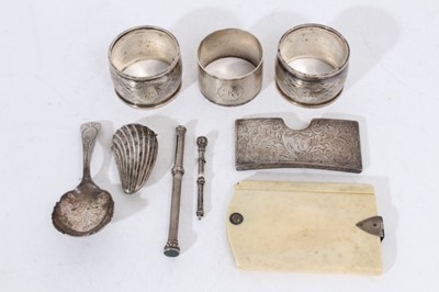 Lot 491 - Victorian silver shell shape vesta case, and other items