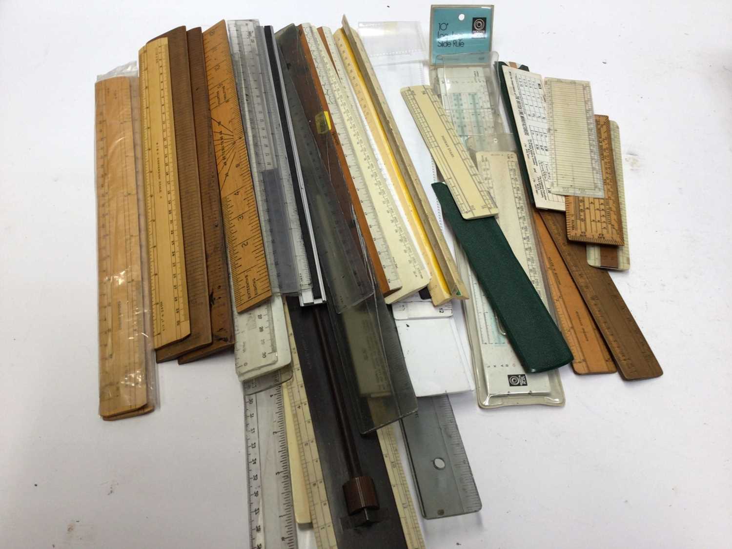 Lot 2287 - Collection of antique and vintage drawing instruments, rulers, technical drawing sets etc