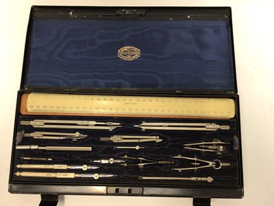Lot 2287 - Collection of antique and vintage drawing instruments, rulers, technical drawing sets etc