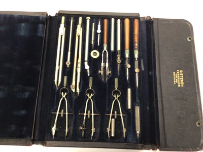 Lot 2287 - Collection of antique and vintage drawing instruments, rulers, technical drawing sets etc