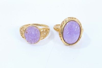 Lot 95 - Four 14ct gold hard stone rings