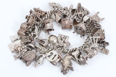 Lot 108 - Silver charm bracelet and costume jewellery to include simulated pearl necklace