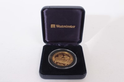 Lot 381 - Gibraltar - The Westminster issued Gold proof Crown 'The Life of Elizabeth the Queen Mother - Christening of William' AU 102 2002 (N.B. in case of issue but without Certificate of Authenticity)