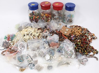 Lot 209 - Collection of semi precious and other beads, costume jewellery, silver etc