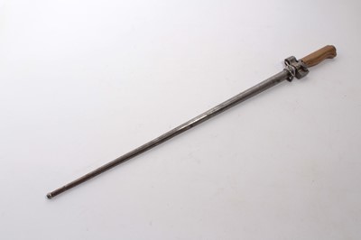 Lot 870 - First World War French 1886 pattern Lebel bayonet, without quillion, stamped 89937, in scabbard