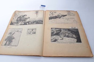 Lot 151 - Second World War British Home Front scrap album containing a collection of newspaper cuttings, cartoons and photographs from 1939 - 1941