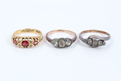 Lot 118 - Late Victorian 18ct gold ruby and diamond ring and two other rings