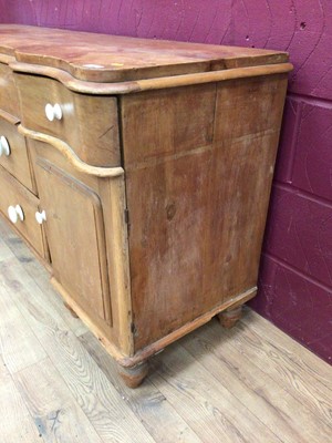Lot 328 - Late 19th century pine dresser base with five drawers and cupboards below, 178cm wide, 50cm deep, 82cm high