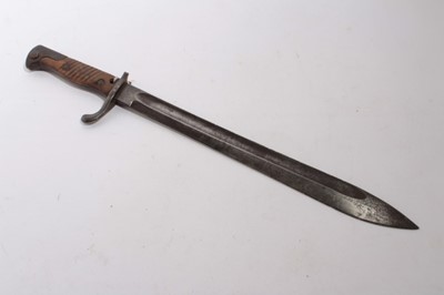 Lot 875 - First World War Imperial German M98/05 ‘Butcher’ Bayonet with wooden grips and steel blade stamped Alex Coppel Sclingen, together with a Second World War Nazi German K98 bayonet, stamped 942 (both...