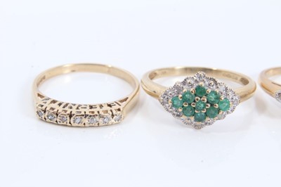 Lot 116 - Four 9ct gold diamond and gem set dress rings