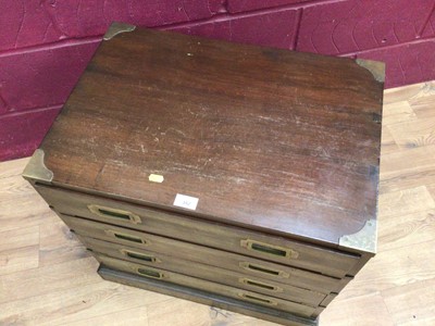 Lot 352 - Military style mahogany and brass bound chest of four drawers, 61cm wide, 42cm deep, 61.5cm high