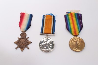 Lot 653 - First World War 1914 - 15 Star Trio comprising 1914 -15 Star named to 1375 GNR. A. Harrington. R.G.A. together with War and Victory medals named to 1375 DVR. A. Harrington. R.A.