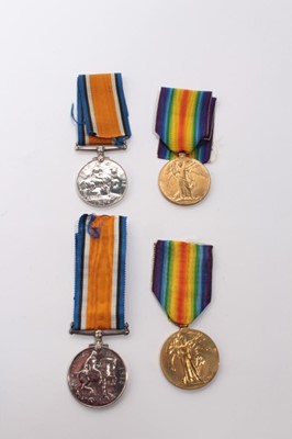 Lot 655 - First World War pair comprising War and Victory medals named to 27857 PTE. L. E. Cornish. R. Lanc. R. together with another First World War pair comprising War and Victory medals named to 3247 PTE....