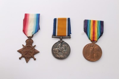 Lot 658 - First World War 1914 - 15 Star Trio comprising 1914 -15 Star, War and Victory medals named to 10594 PTE. J. Brereton. Bord. R.