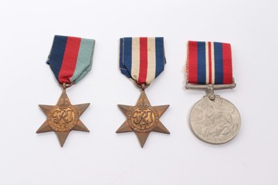 Lot 663 - Second World War medal group comprising 1939 - 1945 Star, France and Germany Star and War medals, together with medal slip and a paperwork and relating to the medals recipient T/14629312 Harry Leon...