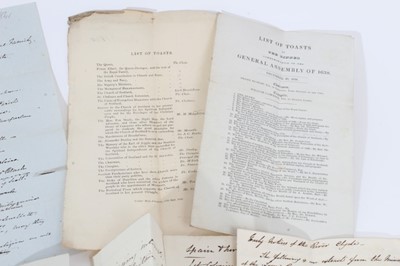 Lot 28 - Of Glasgow interest- A unique collection of late Georgian and Victorian lists of Toasts given at various dinners for The Corporation of Glasgow , some printed and some hand written with notes inclu...