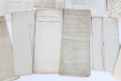 Lot 148 - Of Glasgow interest- A unique collection of late Georgian and Victorian lists of Toasts given at various dinners for The Corporation of Glasgow , some printed and some hand written with notes inclu...