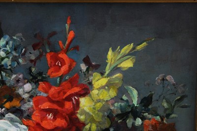 Lot 1069 - Stewart Scott Somerville (1908-1983), oil on canvas – still life of summer flowers, in gilt frame