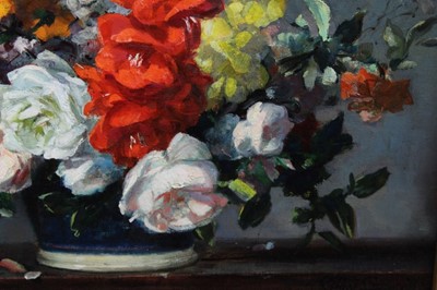 Lot 1069 - Stewart Scott Somerville (1908-1983), oil on canvas – still life of summer flowers, in gilt frame