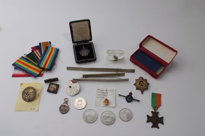 Lot 674 - Nazi German Mothers Cross,  two Second World War Nazi Eastern Front medals,  together with other metal ribbons, badges and a silver London Academy of Music fob