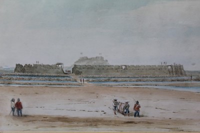 Lot 1025 - 19th century watercolour - The Sacking of the Taku Forts in the Pei Ho River, 2nd Opium War, apparently unsigned, 20.5cm x 28cm, in glazed gilt frame