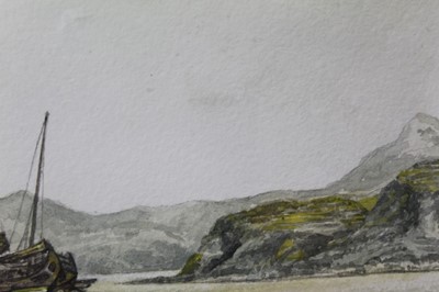 Lot 43 - Sir Rutherford Alcock (1809-1897) pencil and watercolour - Junk off headland at the Woofoomun