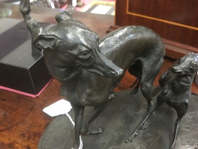 Lot 800 - After Pierre-Jules Mene:(1810-1879):  bronze sculpture of two greyhounds