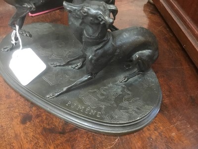 Lot 800 - After Pierre-Jules Mene:(1810-1879):  bronze sculpture of two greyhounds