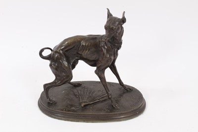 Lot 801 - After Pierre-Jules Mene:(1810-1879): bronze sculpture of a greyhound