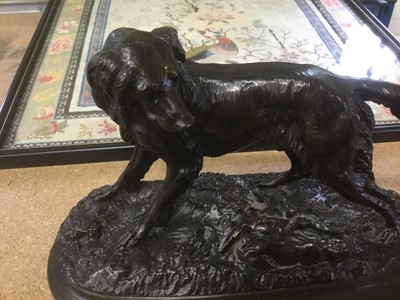Lot 802 - After Jules Moigniez (1835-1894): pair of bronze figures of hunting dogs