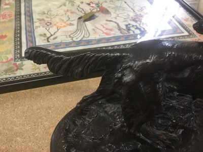 Lot 802 - After Jules Moigniez (1835-1894): pair of bronze figures of hunting dogs
