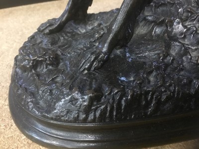Lot 802 - After Jules Moigniez (1835-1894): pair of bronze figures of hunting dogs