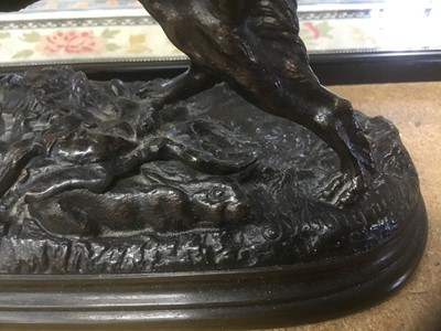 Lot 802 - After Jules Moigniez (1835-1894): pair of bronze figures of hunting dogs