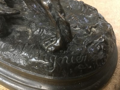 Lot 802 - After Jules Moigniez (1835-1894): pair of bronze figures of hunting dogs