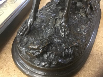 Lot 802 - After Jules Moigniez (1835-1894): pair of bronze figures of hunting dogs
