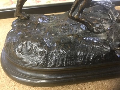 Lot 802 - After Jules Moigniez (1835-1894): pair of bronze figures of hunting dogs